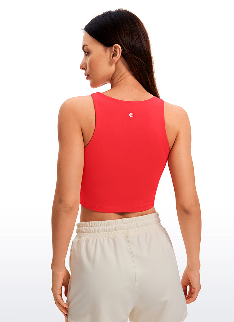 CRZ YOGA Damen Butterluxe Doppelt Gefüttert Racerback Crop Tanktops Tiefrot