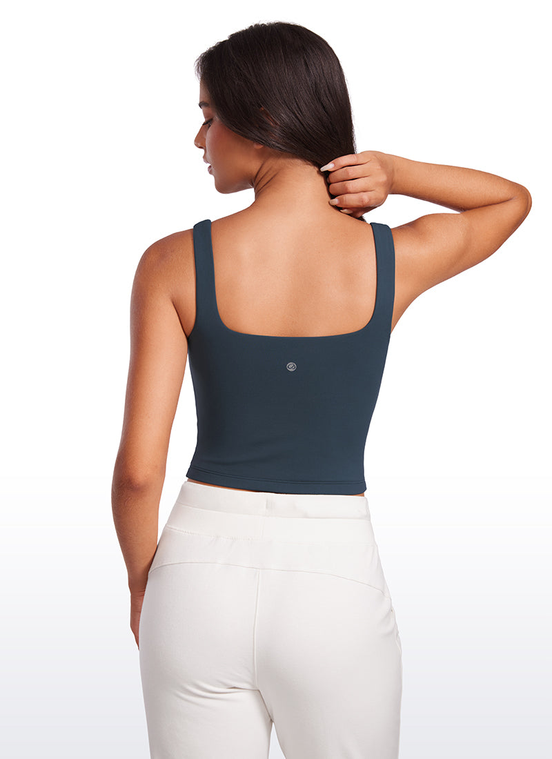 CRZ YOGA Damen Butterluxe Doppelt Gefüttert Rückenfrei Cropped Tanktop Echte Marine