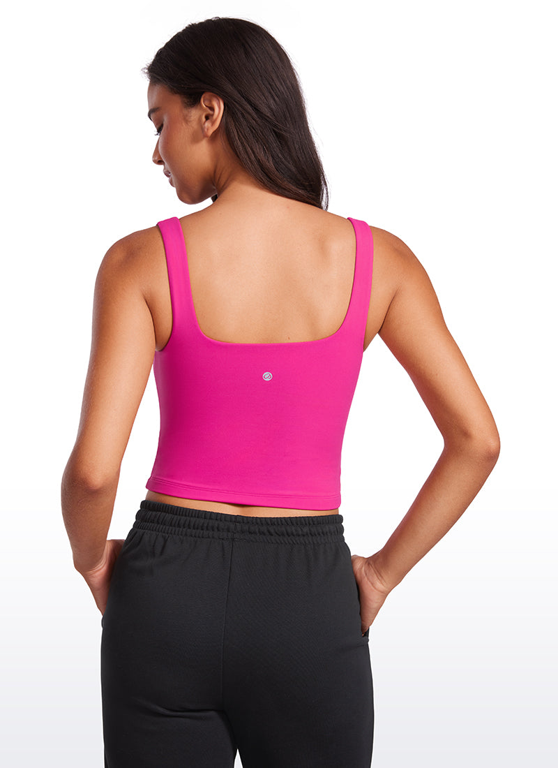 CRZ YOGA Damen Butterluxe Doppelt Gefüttert Rückenfrei Cropped Tanktop Hibiskus-Purpur