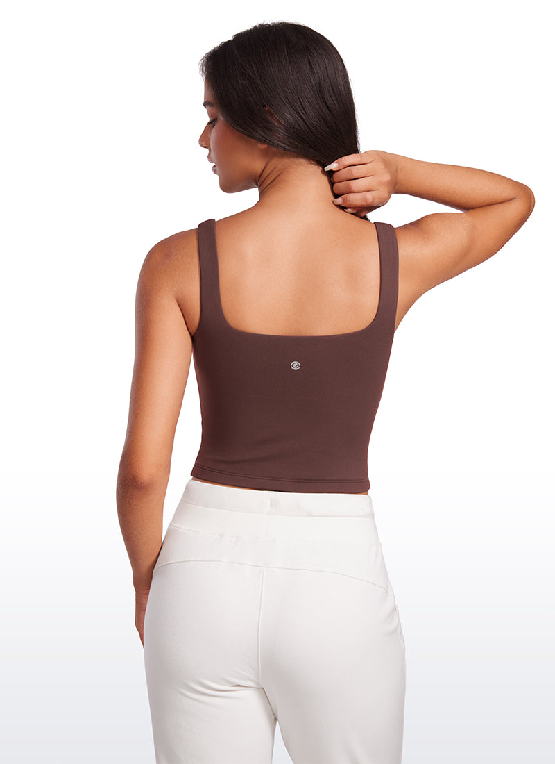 CRZ YOGA Damen Butterluxe Doppelt Gefüttert Rückenfrei Cropped Tanktop Taupe