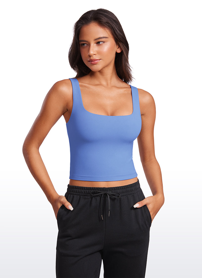 CRZ YOGA Damen Butterluxe Doppelt Gefüttert Rückenfrei Cropped Tanktop Wildes Indigo