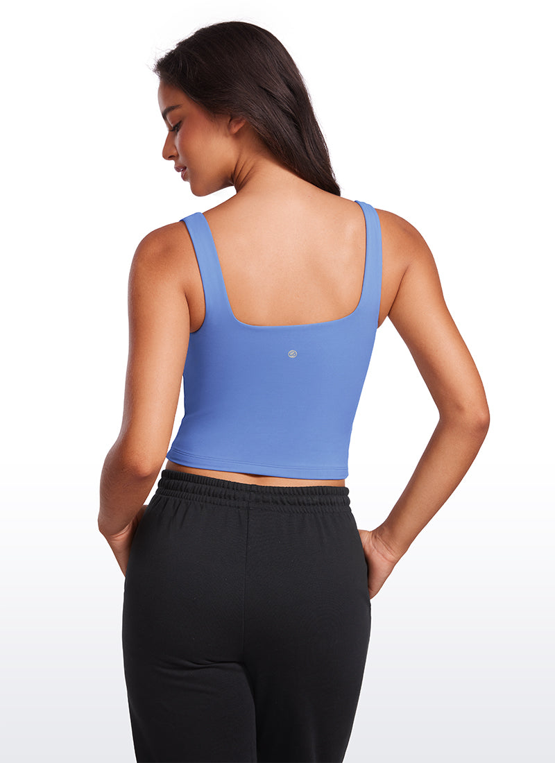 CRZ YOGA Damen Butterluxe Doppelt Gefüttert Rückenfrei Cropped Tanktop Wildes Indigo