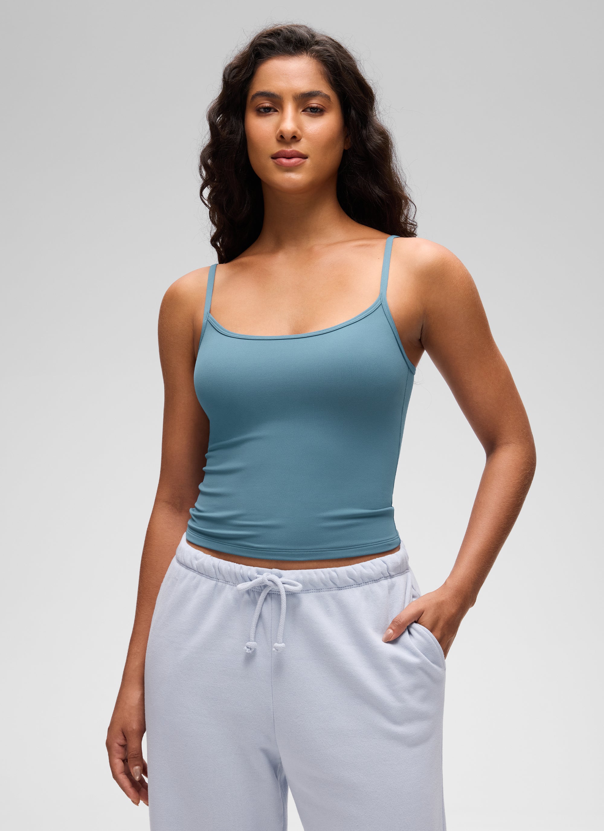CRZ YOGA Damen Butterluxe Doppelt Gefüttert Camisole Tops Blaue Asche