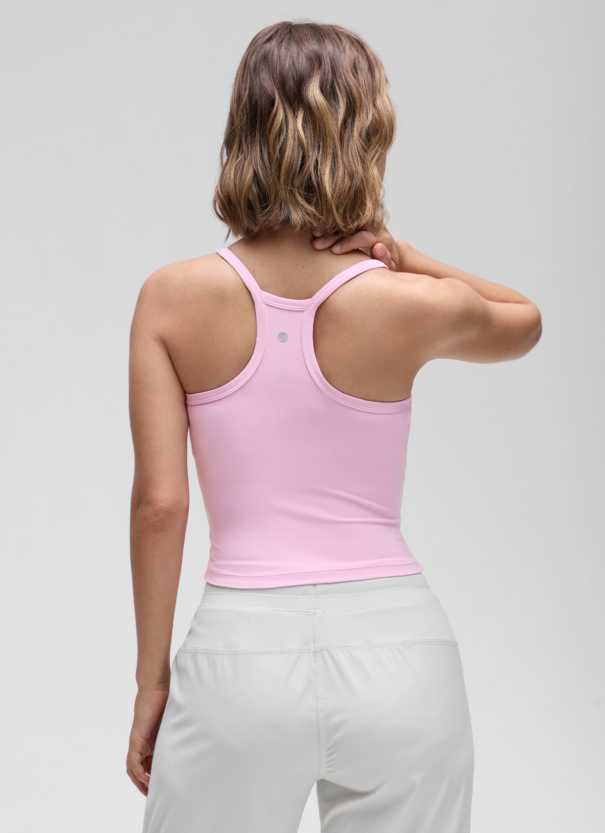 CRZ YOGA Damen Butterluxe Doppelt Gefüttert V-Ausschnitt Camisole Vita Rosa