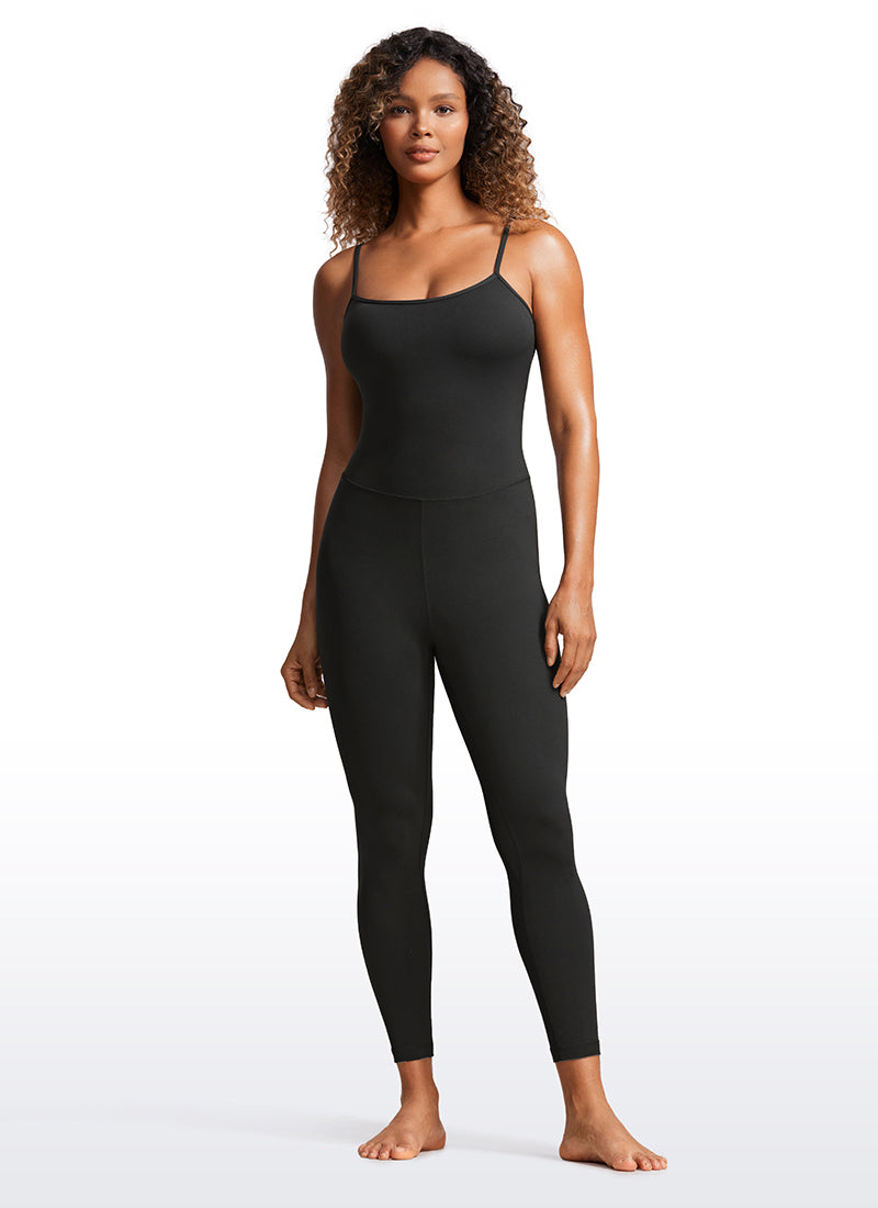 CRZ YOGA Damen Butterluxe Verstellbare Spaghetti Träger Bodysuit Schwarz
