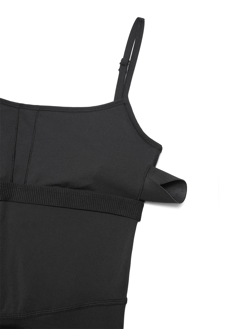 CRZ YOGA Damen Butterluxe Verstellbare Spaghetti Träger Bodysuit Schwarz