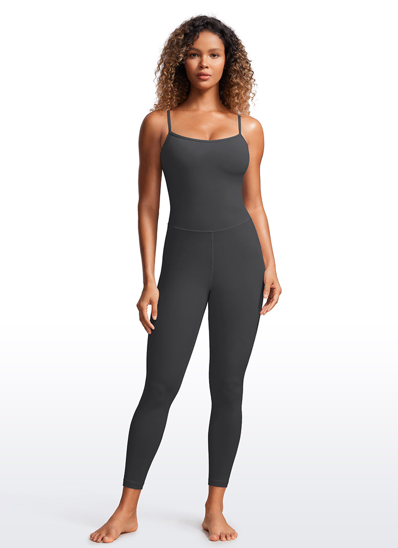 CRZ YOGA Damen Butterluxe Verstellbare Spaghetti Träger Bodysuit Mysteriöses Grau