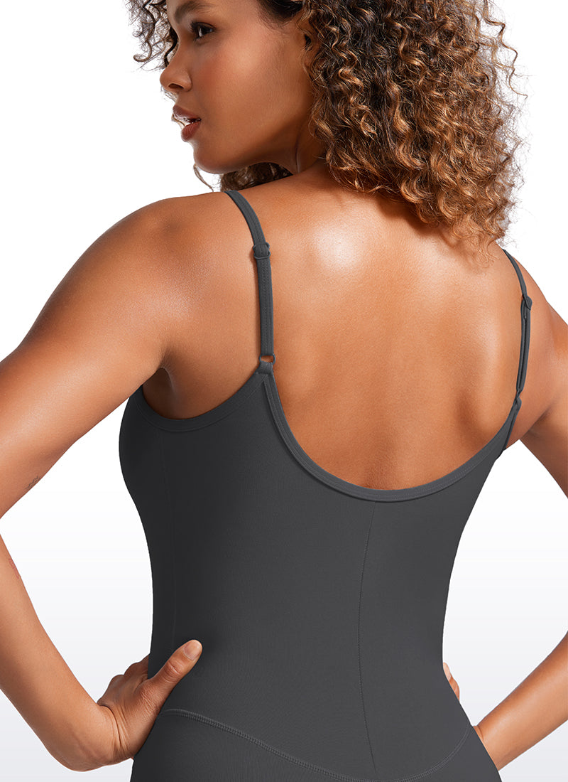 CRZ YOGA Damen Butterluxe Verstellbare Spaghetti Träger Bodysuit Mysteriöses Grau