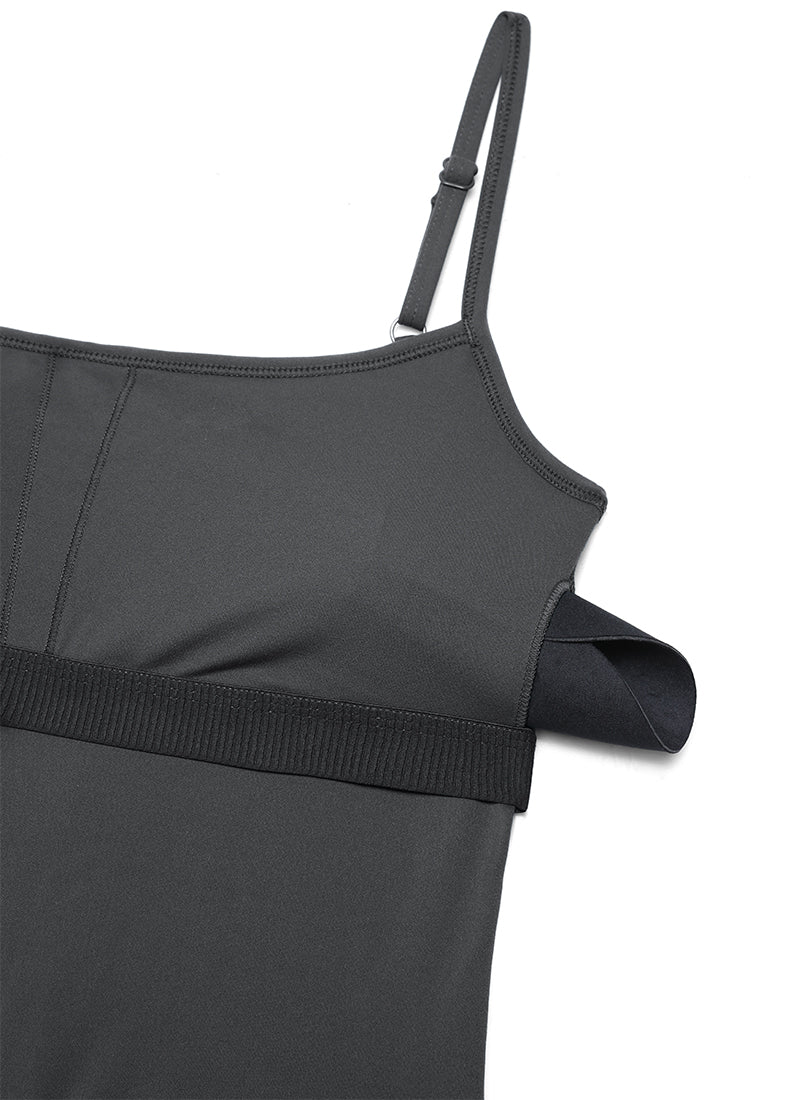 CRZ YOGA Damen Butterluxe Verstellbare Spaghetti Träger Bodysuit Mysteriöses Grau