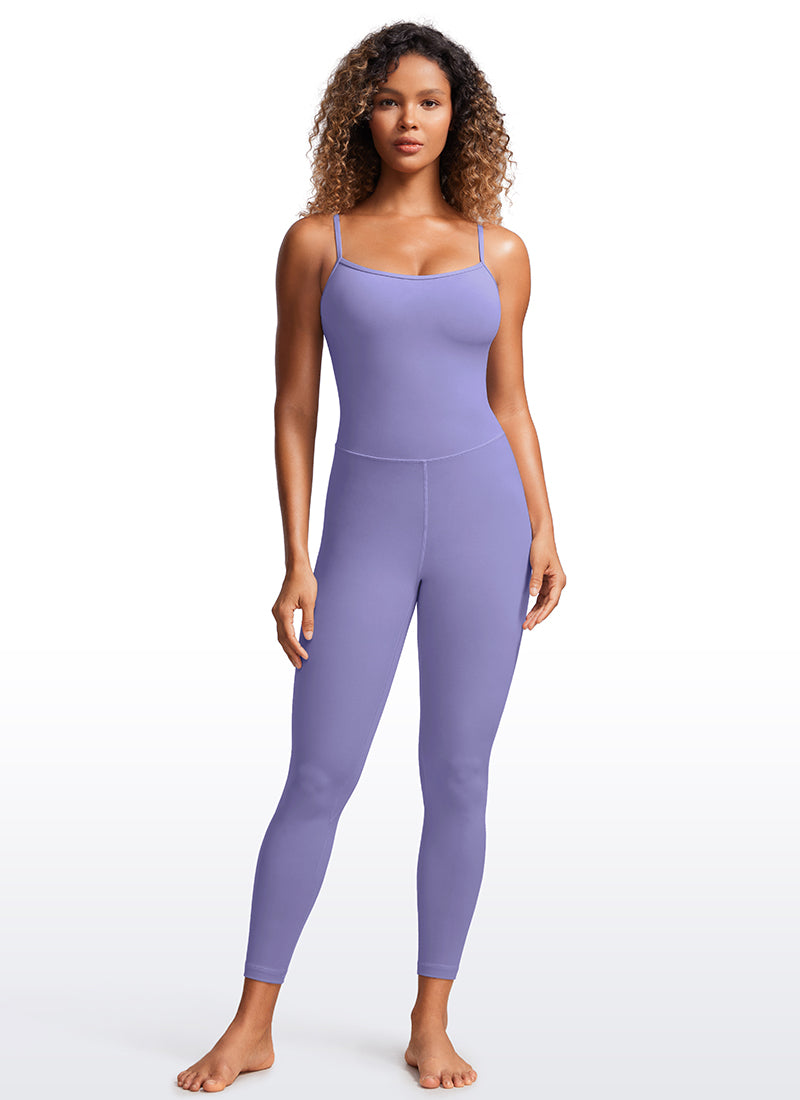 CRZ YOGA Damen Butterluxe Verstellbare Spaghetti Träger Bodysuit Dunkles Lavendelviolett