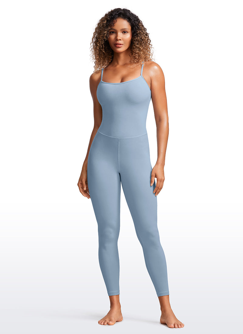CRZ YOGA Damen Butterluxe Verstellbare Spaghetti Träger Bodysuit Cambric-Blau