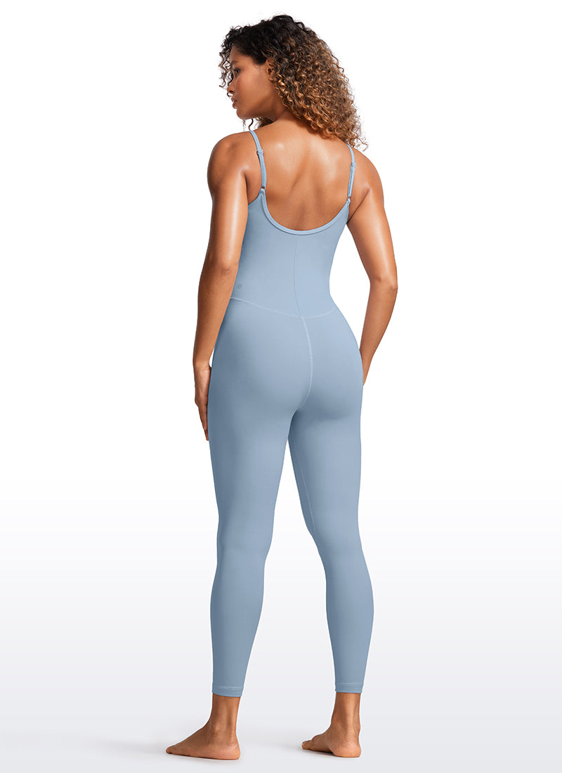 CRZ YOGA Damen Butterluxe Verstellbare Spaghetti Träger Bodysuit Cambric-Blau