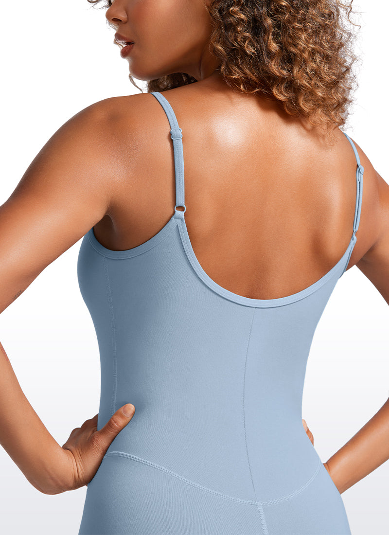 CRZ YOGA Damen Butterluxe Verstellbare Spaghetti Träger Bodysuit Cambric-Blau