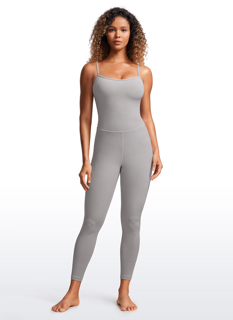 CRZ YOGA Damen Butterluxe Verstellbare Spaghetti Träger Bodysuit Möwe Grau