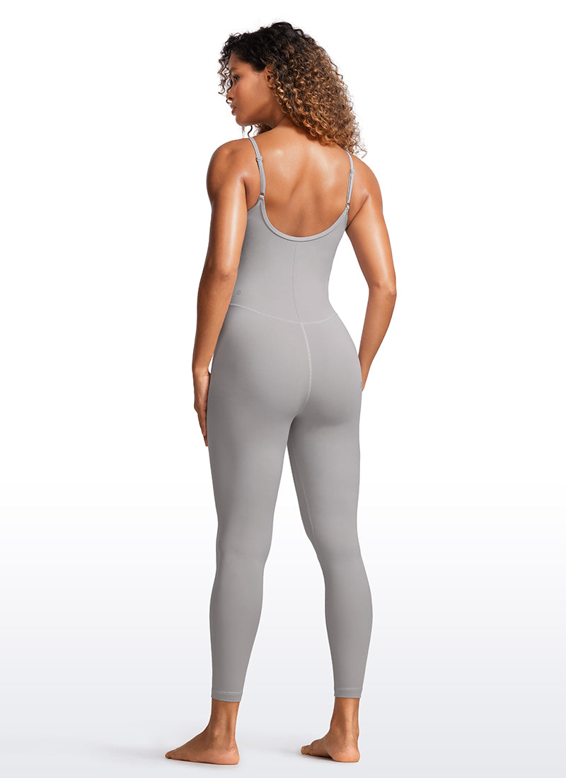 CRZ YOGA Damen Butterluxe Verstellbare Spaghetti Träger Bodysuit Möwe Grau