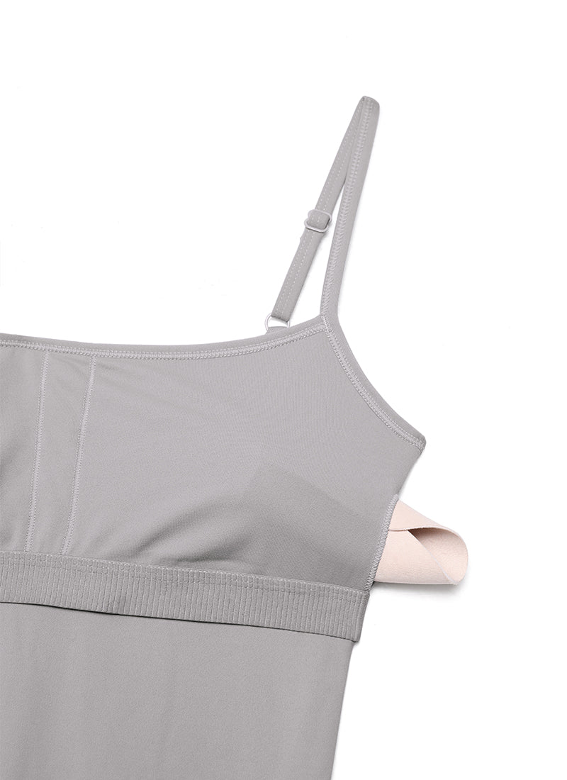 CRZ YOGA Damen Butterluxe Verstellbare Spaghetti Träger Bodysuit Möwe Grau