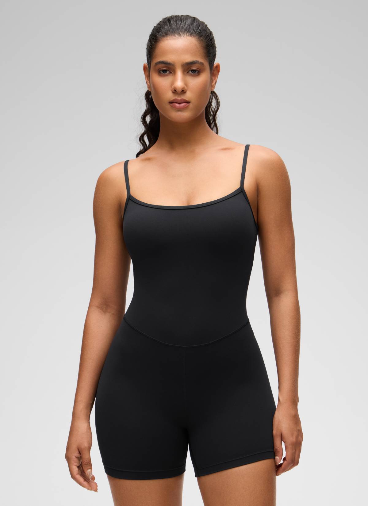 CRZ YOGA Damen Butterluxe Gepolstert Shaping Bodysuit Figurformender Schwarz