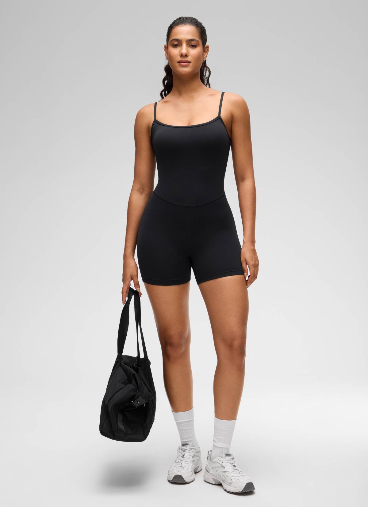 CRZ YOGA Damen Butterluxe Gepolstert Shaping Bodysuit Figurformender Schwarz