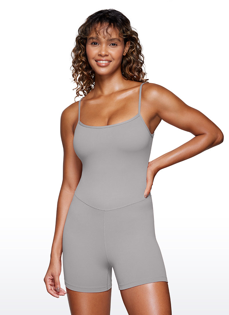 CRZ YOGA Damen Butterluxe Gepolstert Shaping Bodysuit Figurformender Möwe Grau