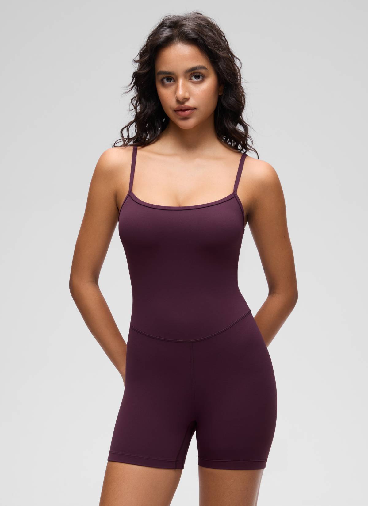 CRZ YOGA Damen Butterluxe Gepolstert Shaping Bodysuit Figurformender Dunkellila
