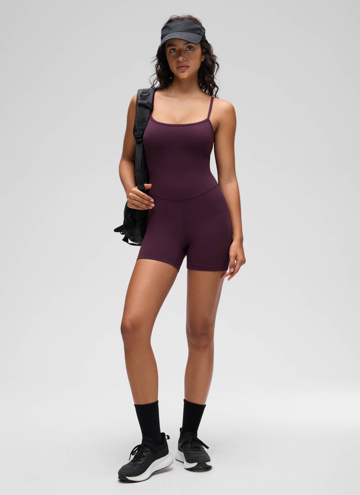 CRZ YOGA Damen Butterluxe Gepolstert Shaping Bodysuit Figurformender Dunkellila