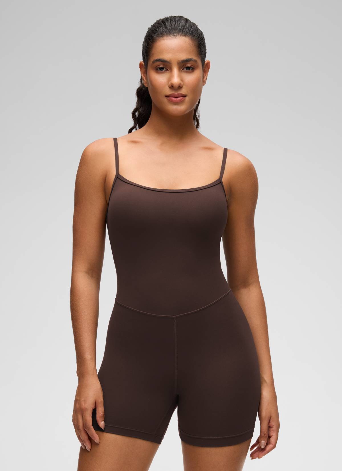 CRZ YOGA Damen Butterluxe Gepolstert Shaping Bodysuit Figurformender Heißes Fudge-Brown