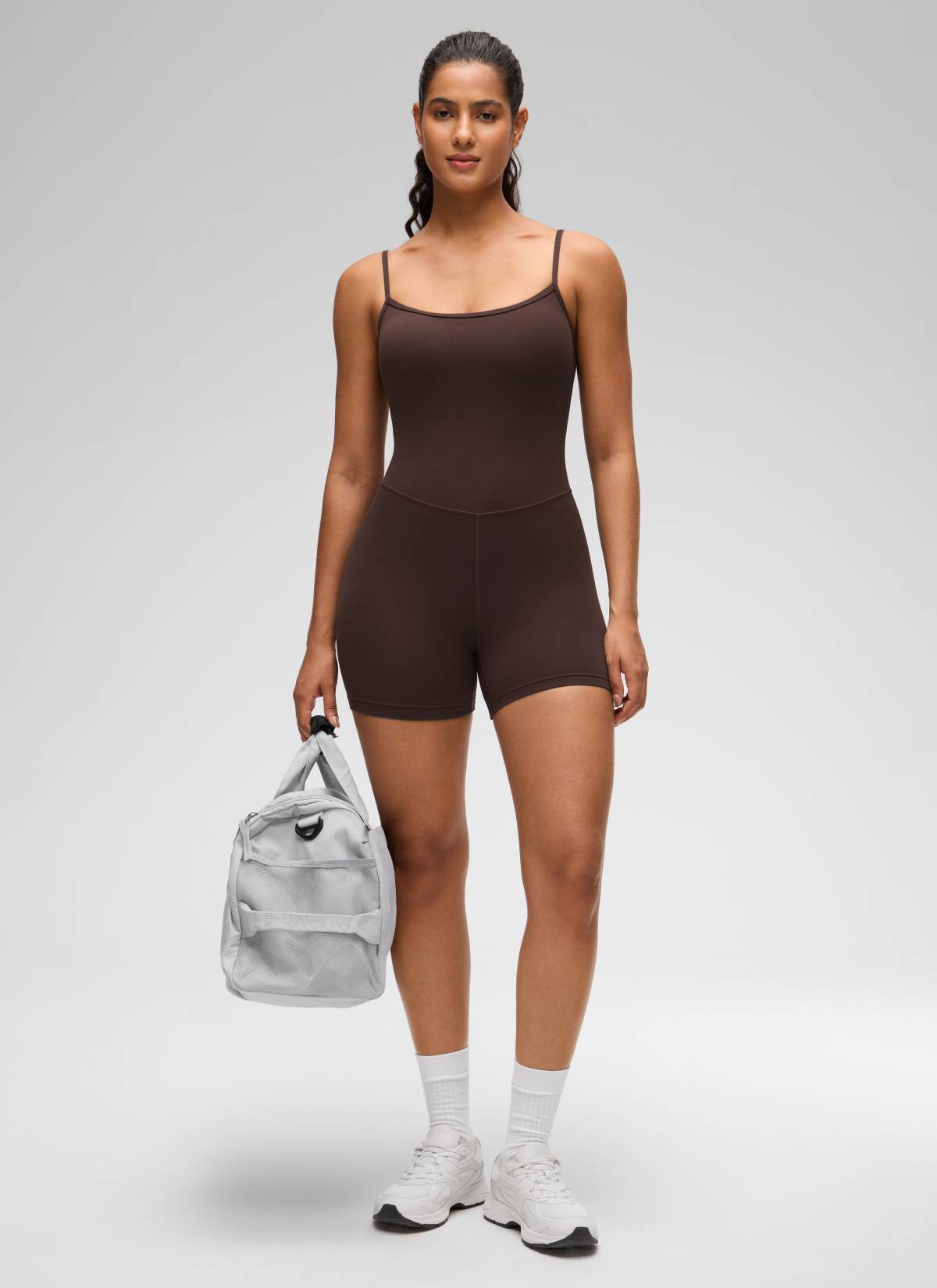 CRZ YOGA Damen Butterluxe Gepolstert Shaping Bodysuit Figurformender Heißes Fudge-Brown