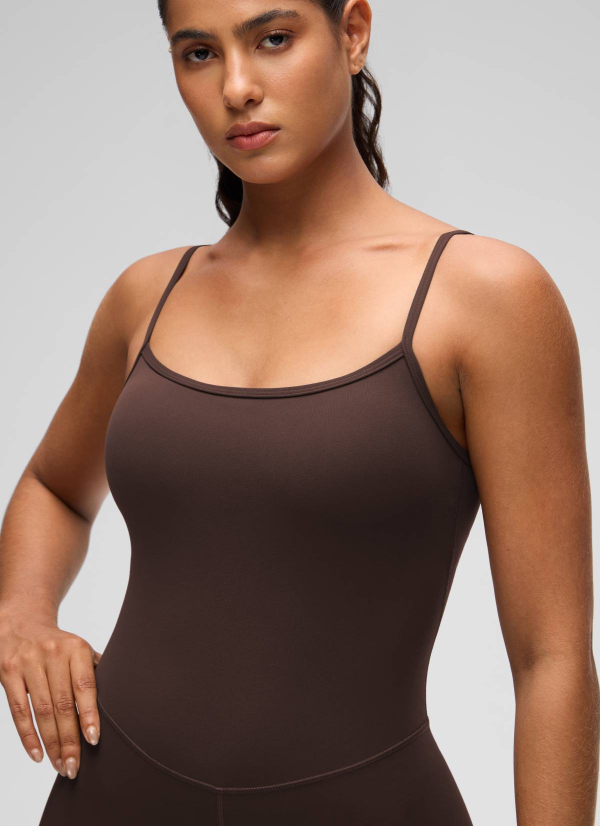 CRZ YOGA Damen Butterluxe Gepolstert Shaping Bodysuit Figurformender Heißes Fudge-Brown