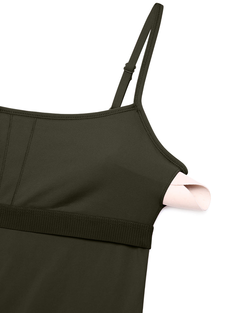 CRZ YOGA Damen Butterluxe Gepolstert Shaping Bodysuit Figurformender Olivgrün
