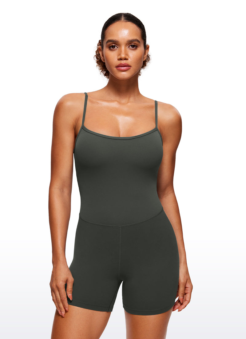 CRZ YOGA Damen Butterluxe Gepolstert Shaping Bodysuit Figurformender Olivgrün