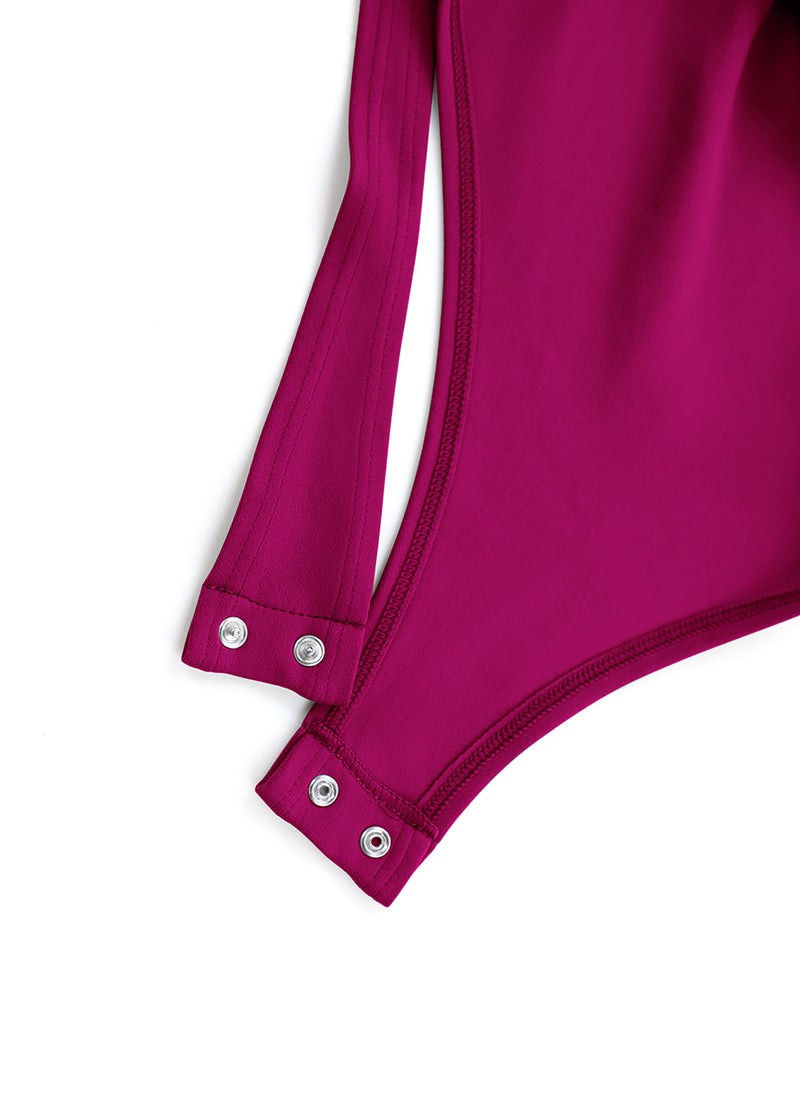 CRZ YOGA Damen Butterluxe Bodysuit mit Rundhalsausschnitt Magenta Violett