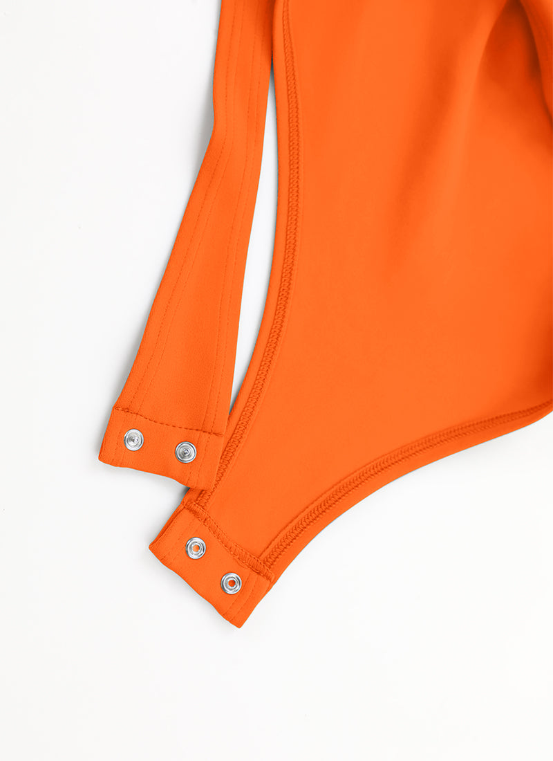 CRZ YOGA Damen Butterluxe Bodysuit mit Rundhalsausschnitt Neon Orange