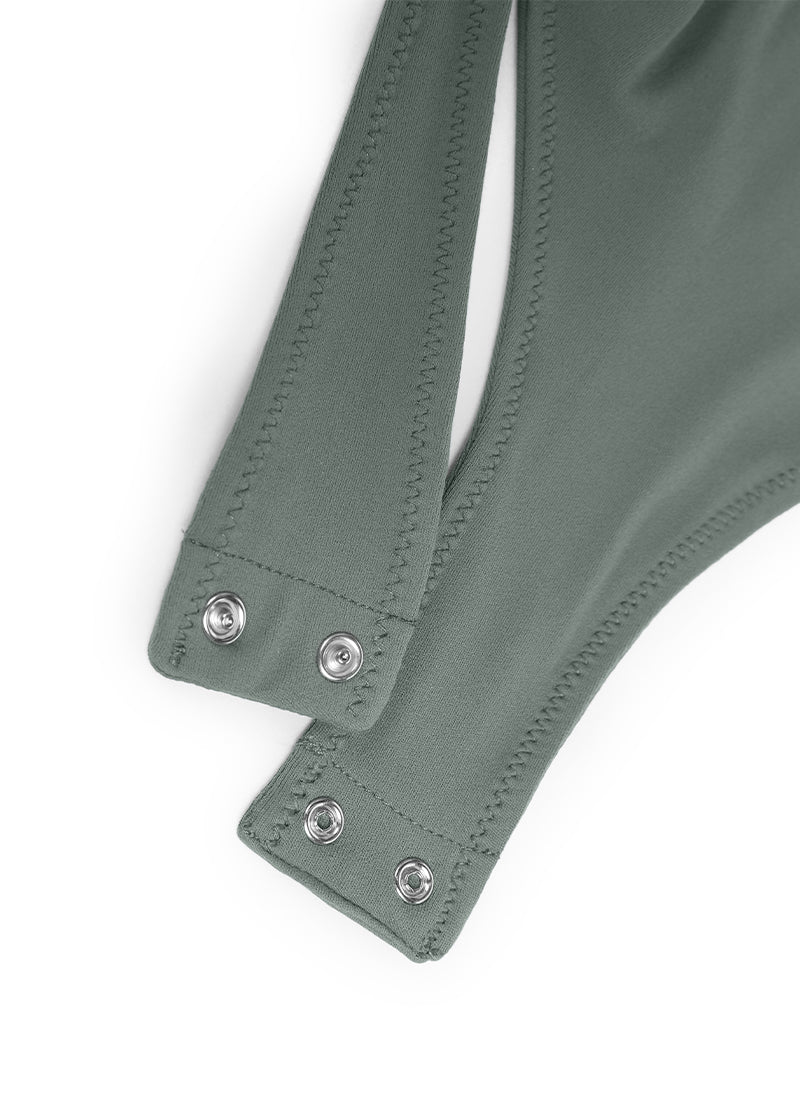 CRZ YOGA Damen Butterluxe Bodysuit mit Rundhalsausschnitt Grauer Salbei