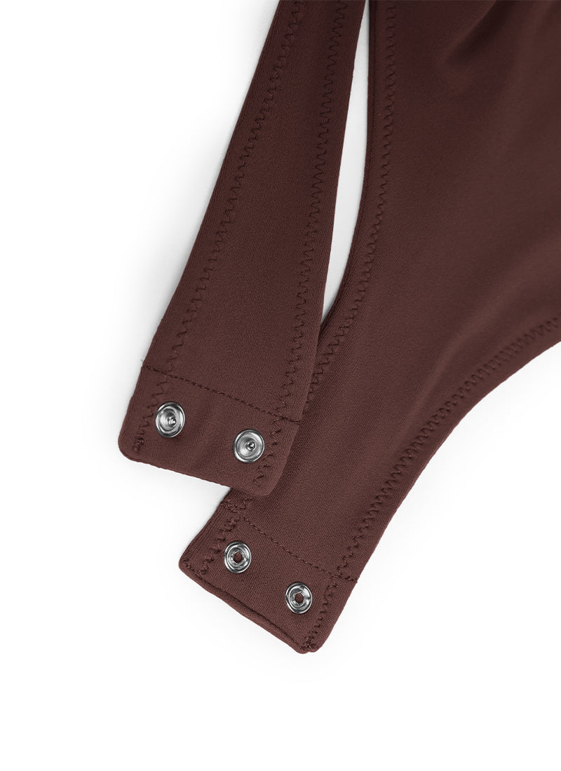 CRZ YOGA Damen Butterluxe Bodysuit mit Rundhalsausschnitt Taupe