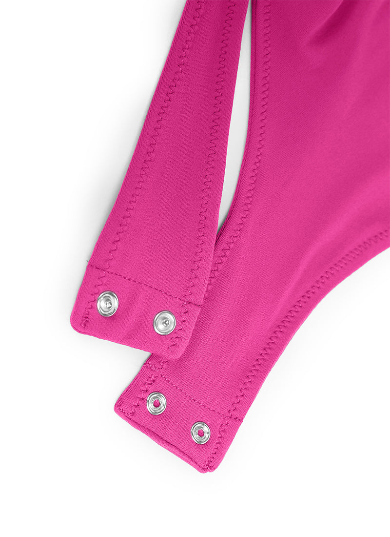 CRZ YOGA Damen Butterluxe Bodysuit mit Rundhalsausschnitt Hibiskus-Purpur