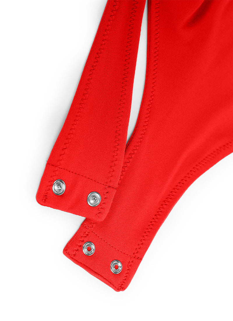 CRZ YOGA Damen Butterluxe Bodysuit mit Rundhalsausschnitt Dunkelrot
