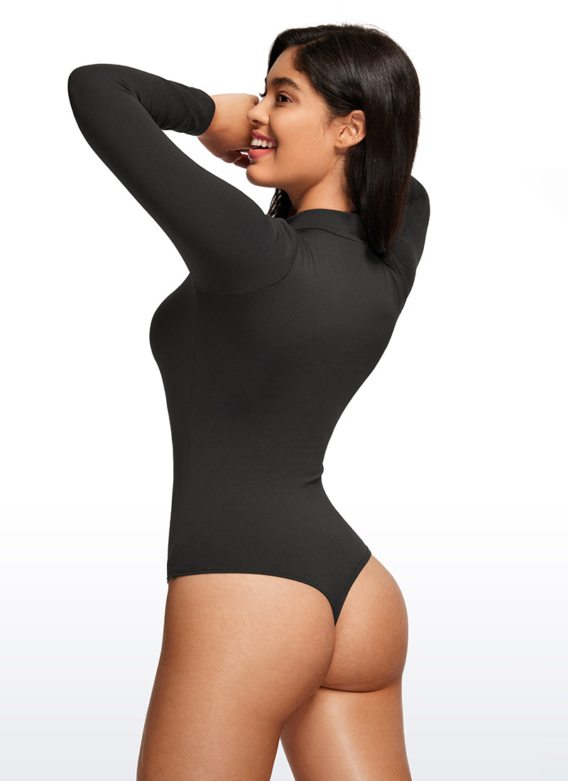 CRZ YOGA Damen Butterluxe Rollkragen Pullover Langarm Bodysuit Schwarz