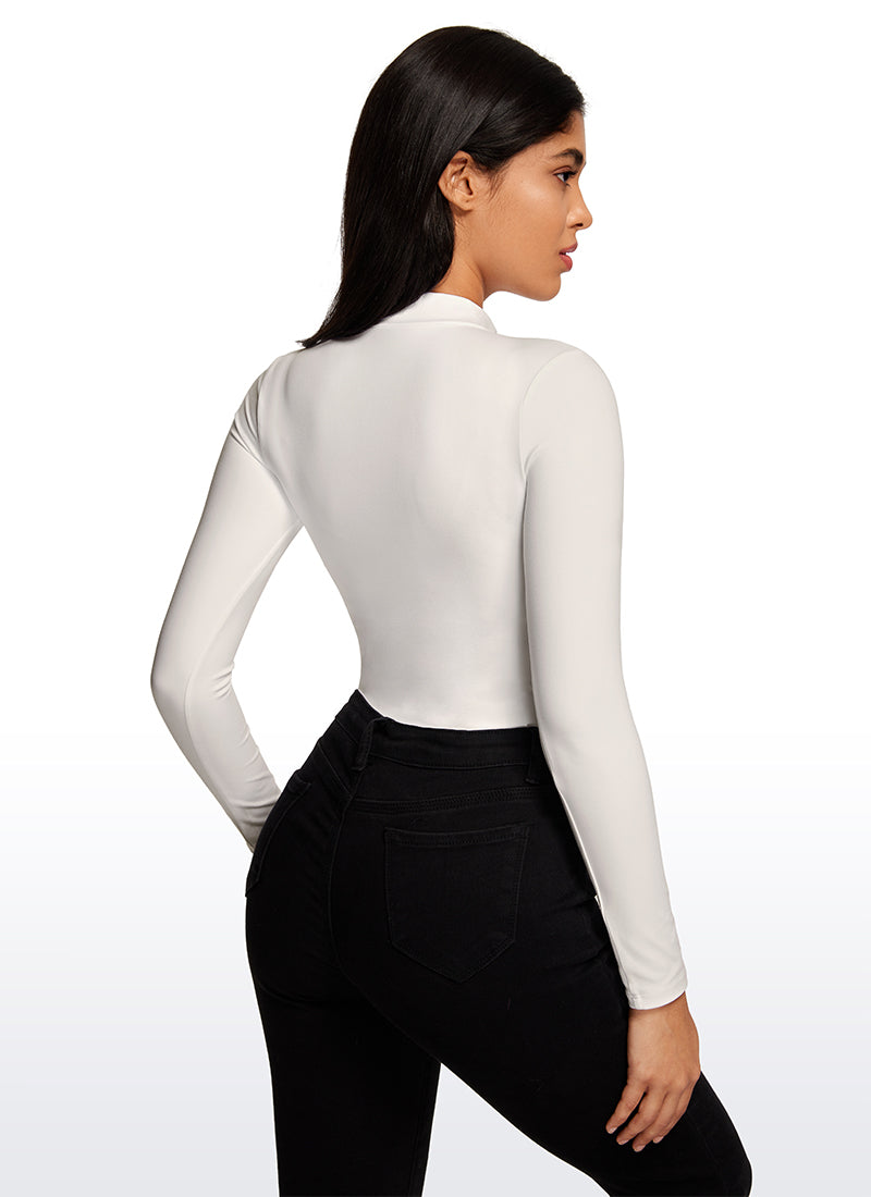 CRZ YOGA Damen Butterluxe Rollkragen Pullover Langarm Bodysuit Weiße Aprikose