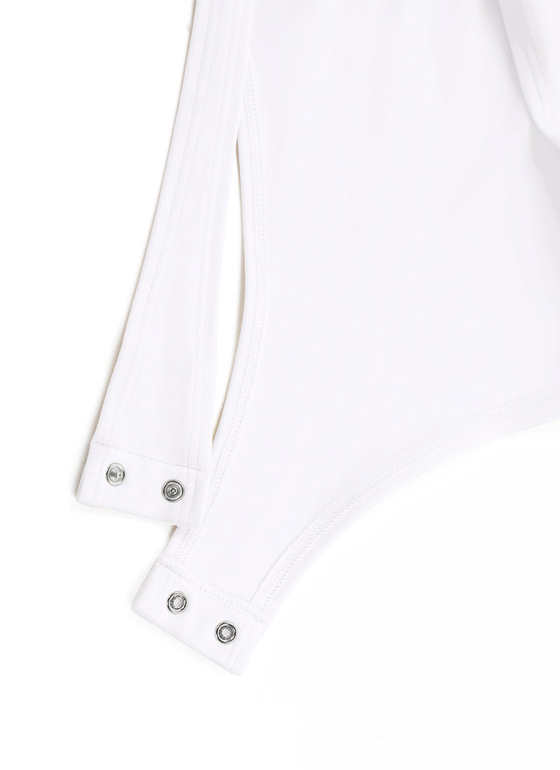 CRZ YOGA Damen Butterluxe Rollkragen Pullover Langarm Bodysuit Weiss