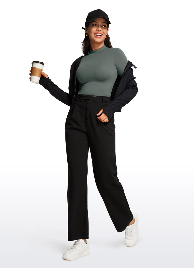 CRZ YOGA Damen Butterluxe Rollkragen Pullover Langarm Bodysuit Grauer Salbei