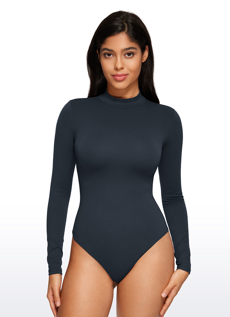 CRZ YOGA Damen Butterluxe Rollkragen Pullover Langarm Bodysuit Echte Marine