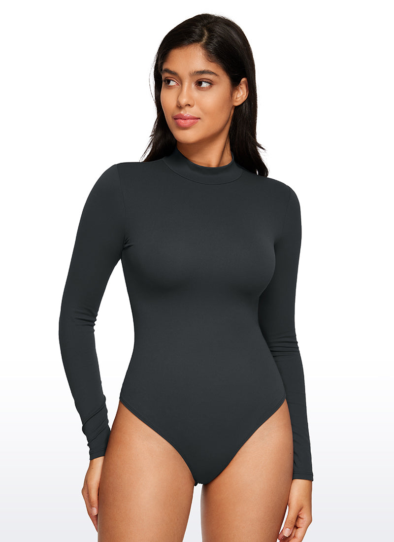 CRZ YOGA Damen Butterluxe Rollkragen Pullover Langarm Bodysuit Melanit