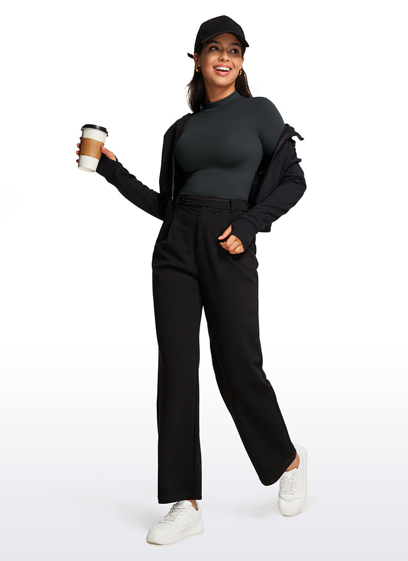 CRZ YOGA Damen Butterluxe Rollkragen Pullover Langarm Bodysuit Melanit