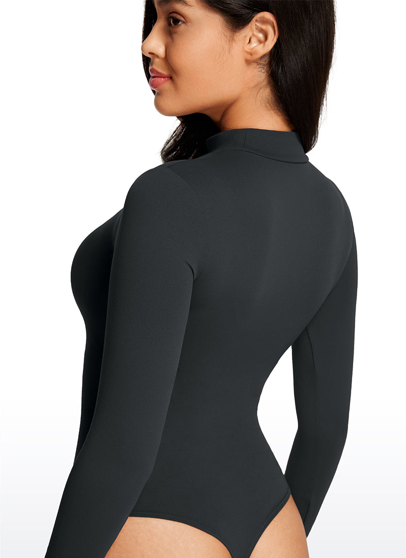 CRZ YOGA Damen Butterluxe Rollkragen Pullover Langarm Bodysuit Melanit