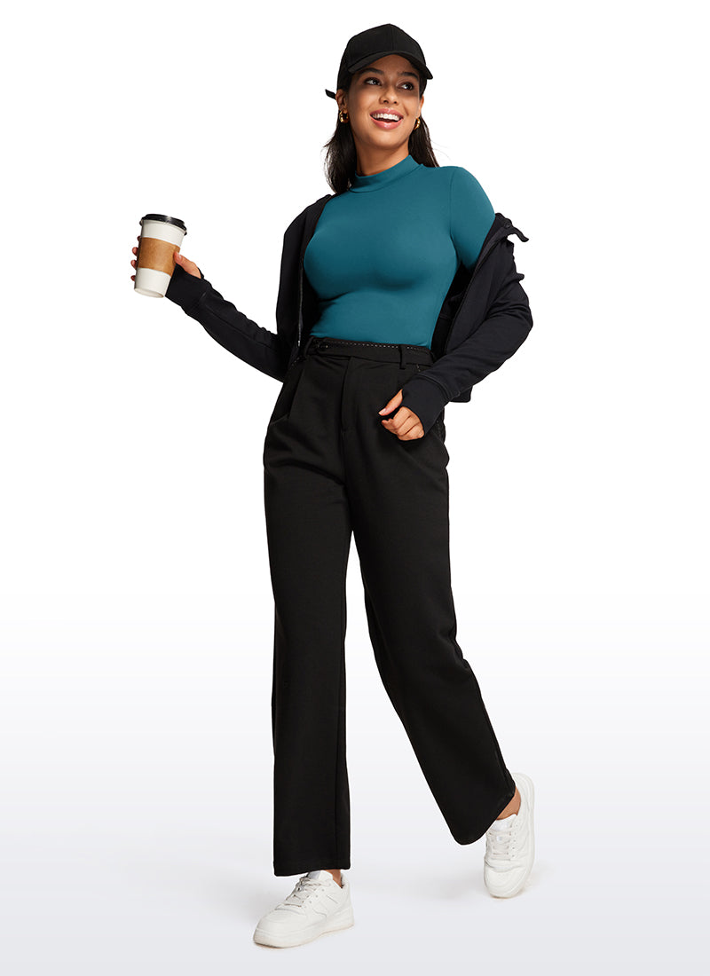 CRZ YOGA Damen Butterluxe Rollkragen Pullover Langarm Bodysuit Borealis-Grün
