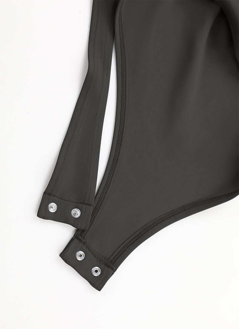 CRZ YOGA Damen Butterluxe Square neck Langarm Bodysuit Schwarz