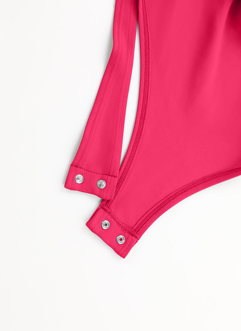 CRZ YOGA Damen Butterluxe Square neck Langarm Bodysuit Viva Magenta