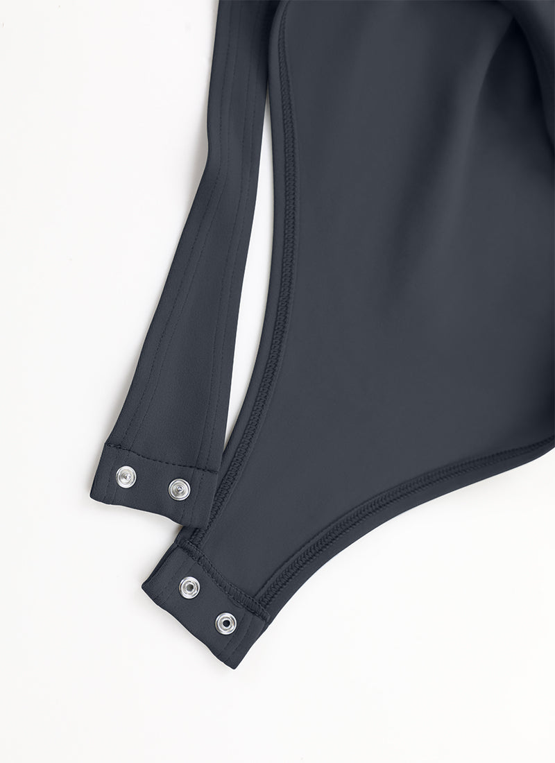 CRZ YOGA Damen Butterluxe Square neck Langarm Bodysuit Echte Marine