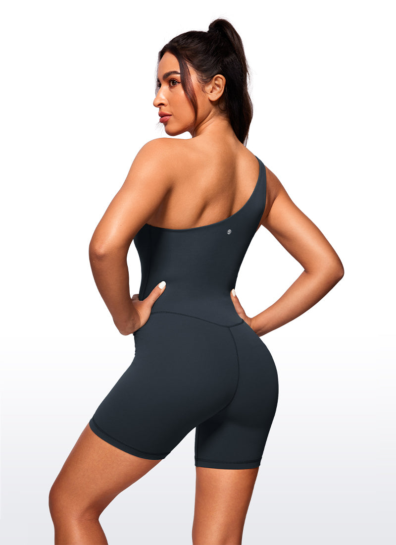 CRZ YOGA Damen Butterluxe Kurz Eng Eine Schulter Jumpsuit Echte Marine