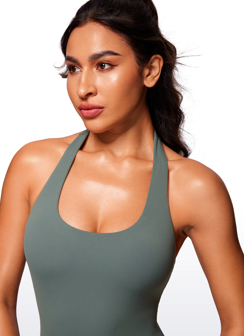 CRZ YOGA Damen Butterluxe Kurz Eng Sexy Romper Jumpsuits, Shorts 15 cm Grauer Salbei